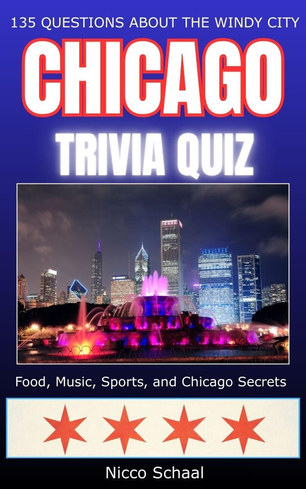Book cover for "Chicago Trivia Quiz" by Nicco Schaal on Amazon.