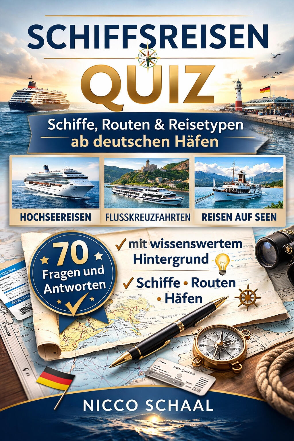 SCHIFFSREISEN QUIZ Buchcover für „Schiffsreisen-Quiz“ von Nicco Schaal