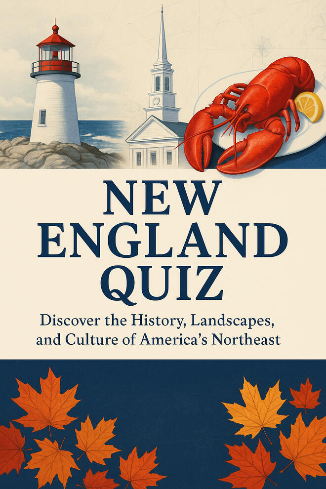 Book cover for "New England Quiz" by Nicco Schaal on Amazon.