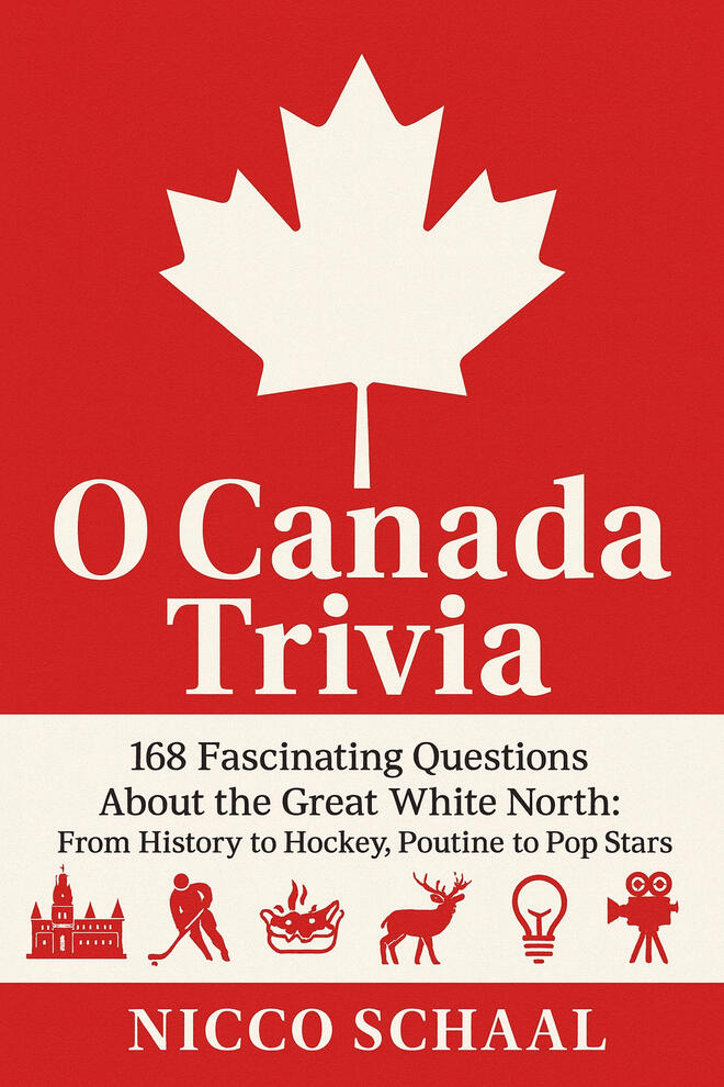Book cover for "O Canada Trivia" by Nicco Schaal on Amazon.